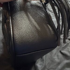 Faux leather black cross body bag